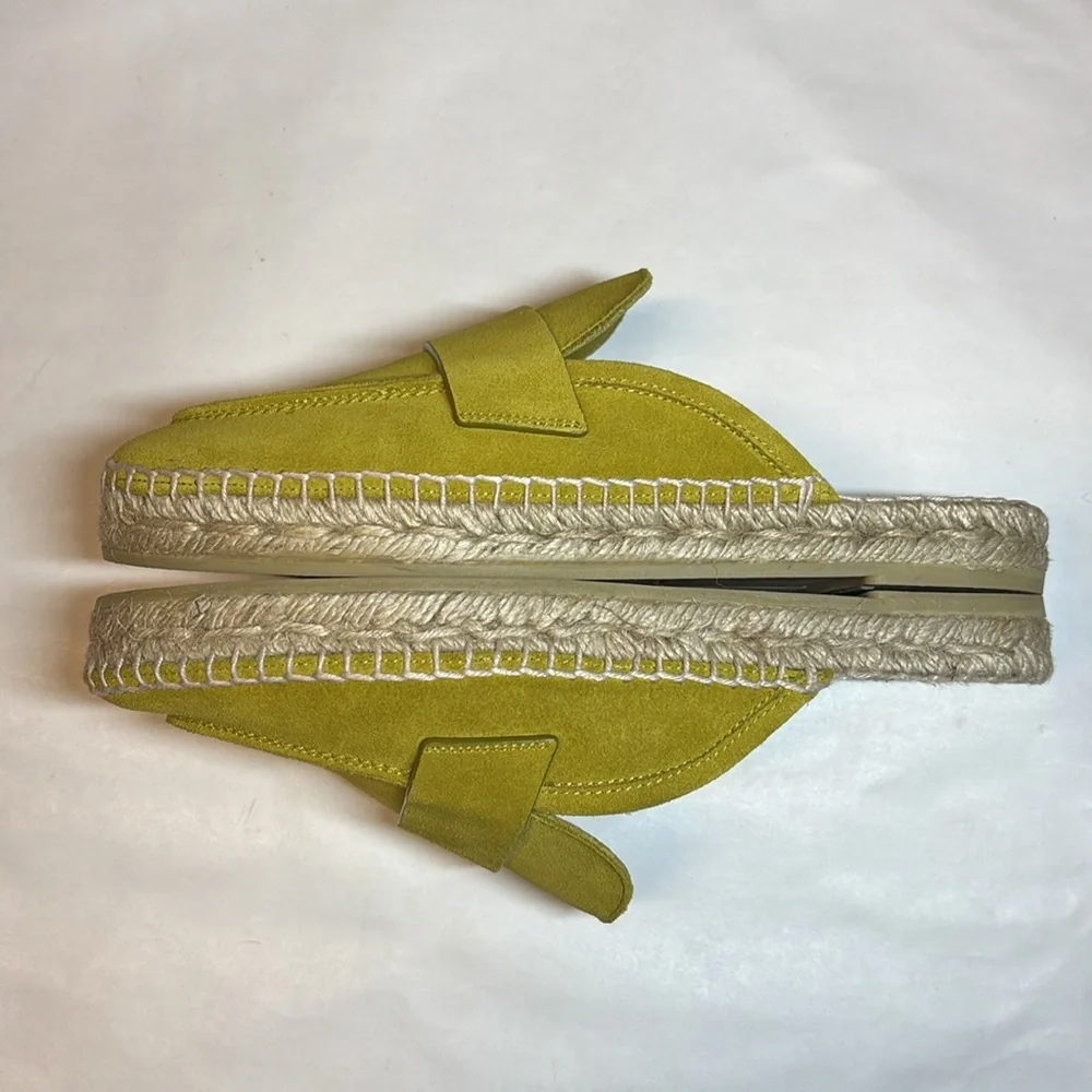 Equitare NWOB Leather Slip-On Espadrille Lime Green Mules EU Size 36, US Size 6